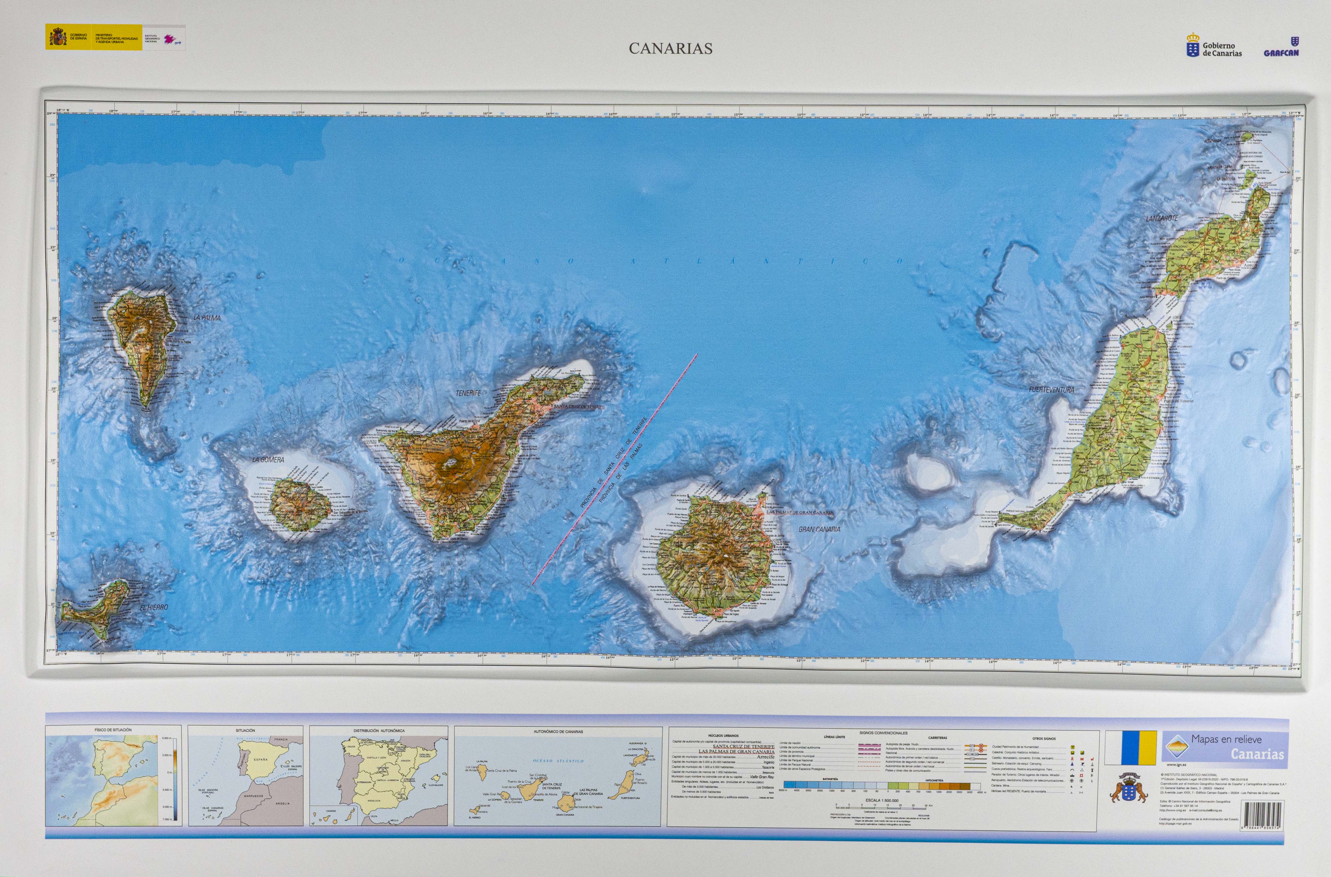 Mapa En Relieve Canarias 1:500.000 (128x88cm) - Mapas En Relieve ...